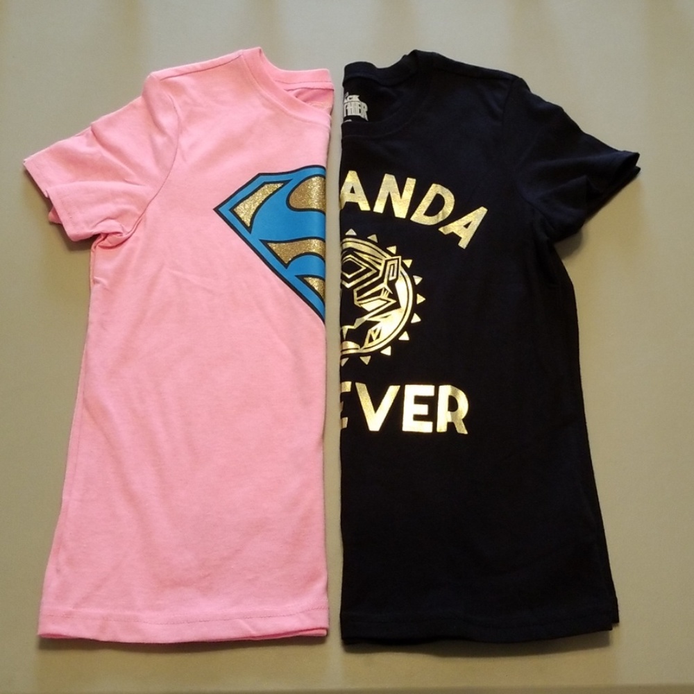Superman and Black Panther Girls Tops